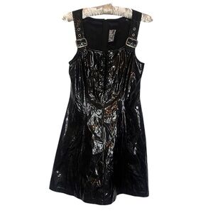 Vintage Lip Service Black Polyurethane Mini Dress Sz S Punk Goth Dark Vamp Rock
